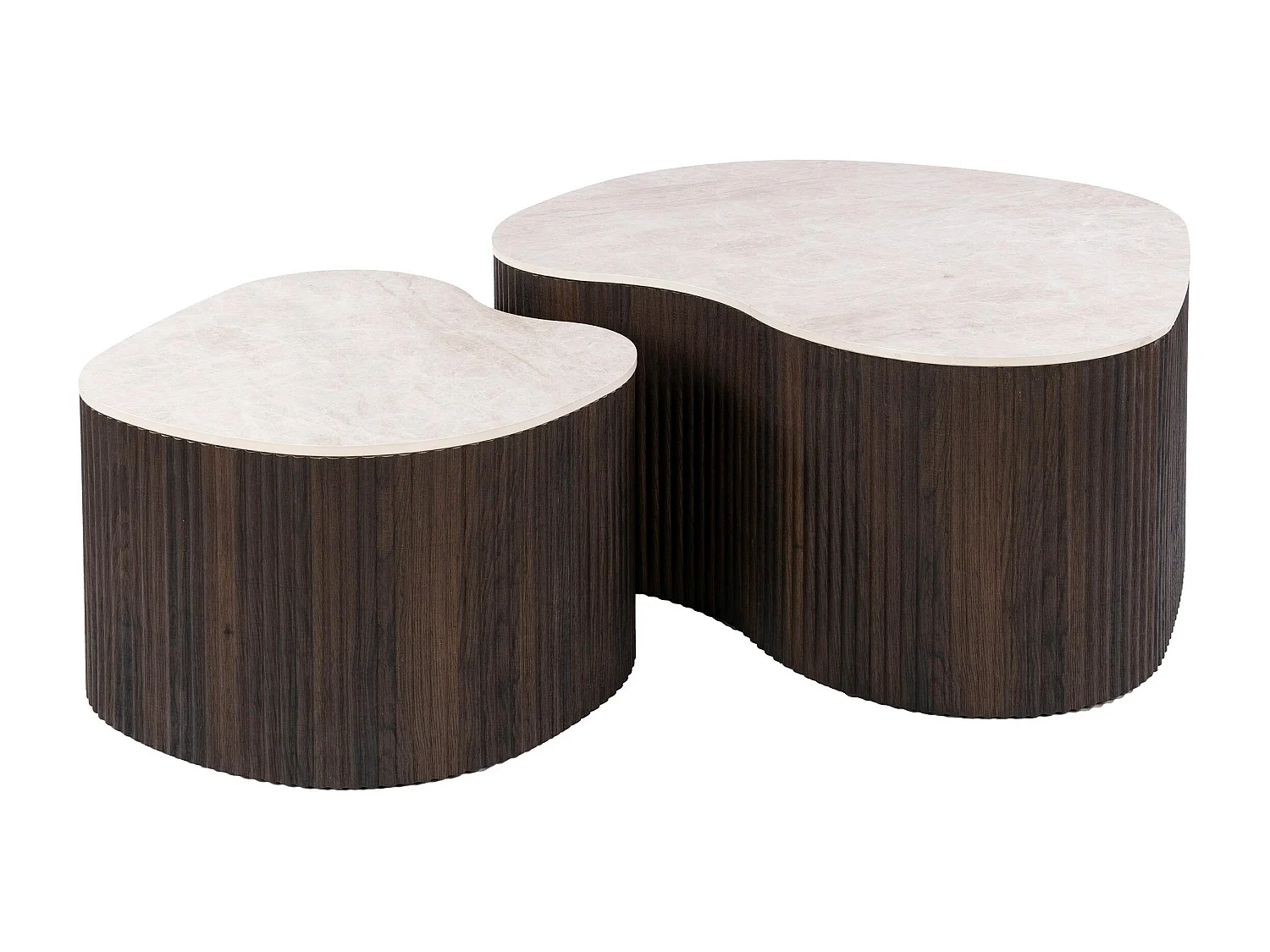 Table basse céramique 3D pied foncé (lot de 2) MAHAL