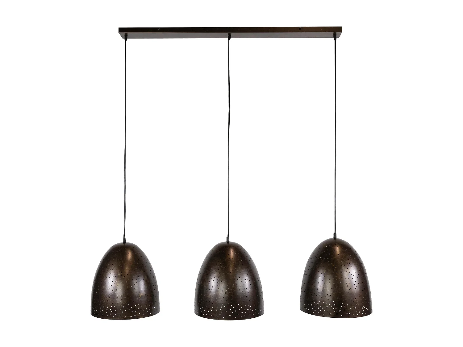 Suspension de table en métal brun perforé 3 abat-jour RALF