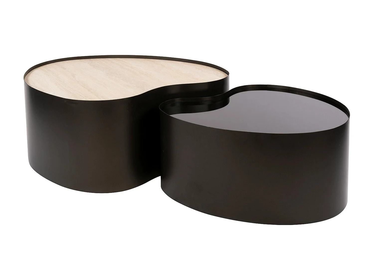 Table basse design organique céramique verre fumé (lot de 2) MAHAL