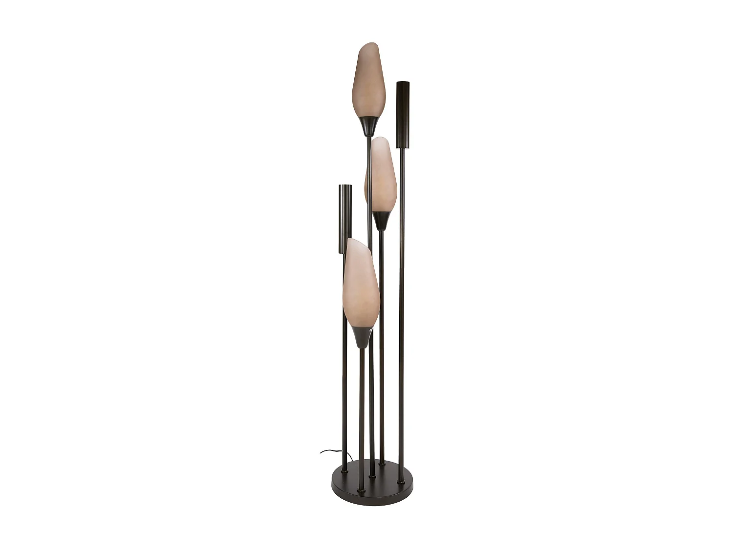 Lampadaire salon verre dépoli brun et métal bronze 5 lampes NIAGARA