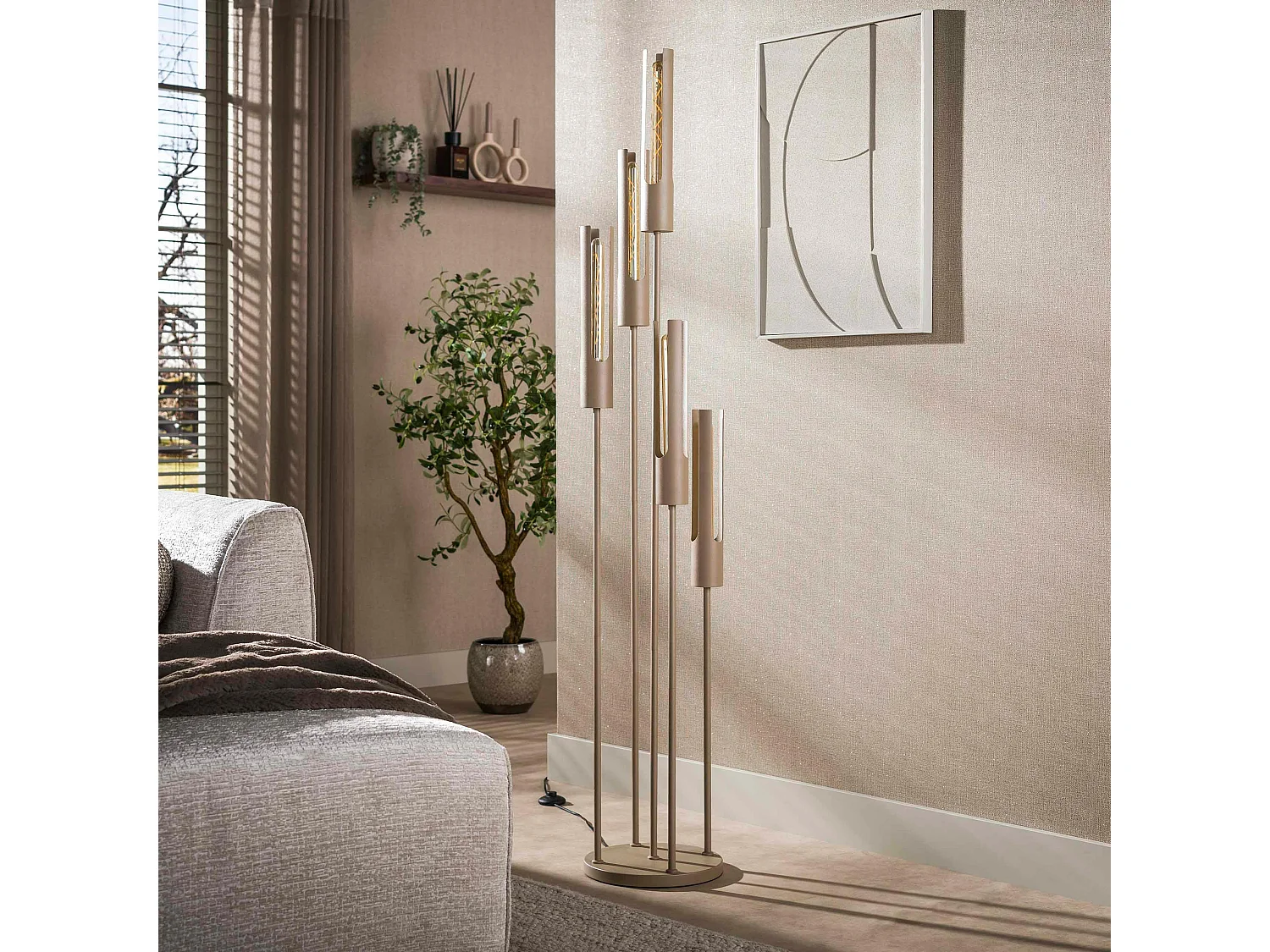 Lampadaire métal beige 5 tubes RALF