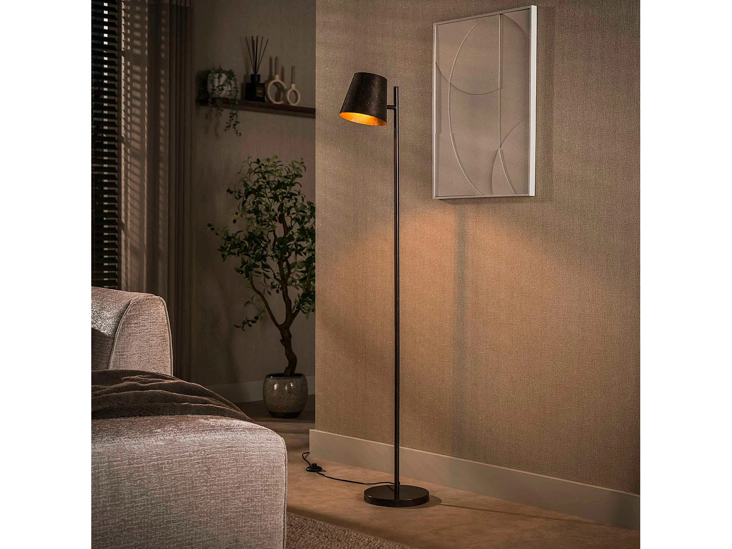Lampadaire réglable métal brun 1 abat-jour NIAGARA
