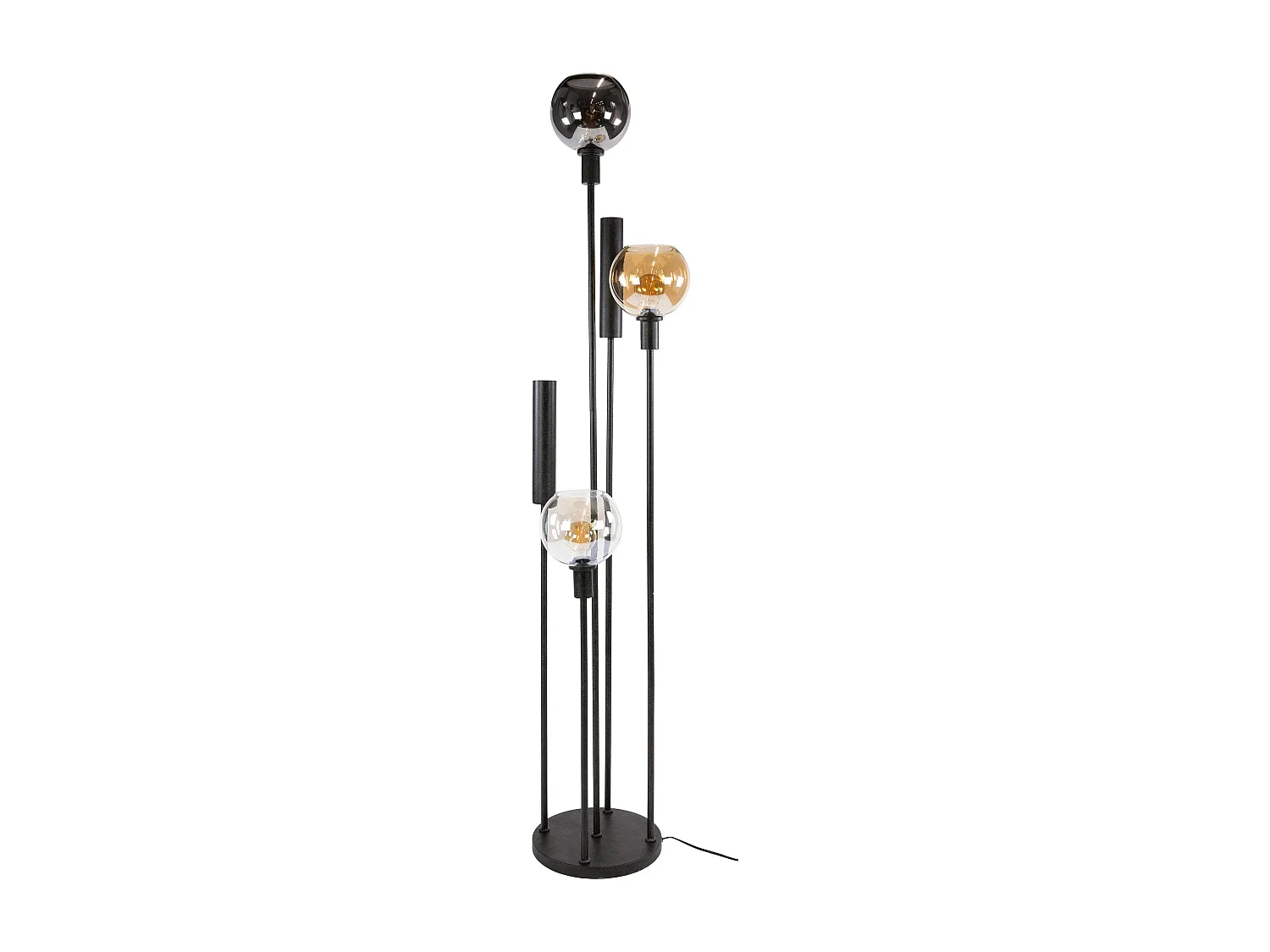 Lampadaire salon moderne 3 globes verre tricolore NOVA