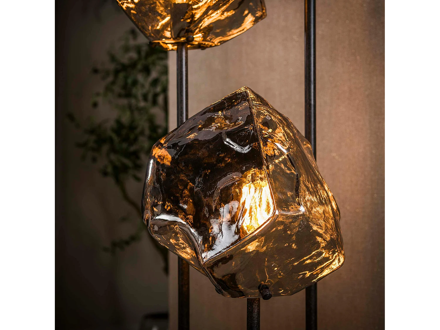 Lampadaire design verre chromé 3 blocs NIAGARA