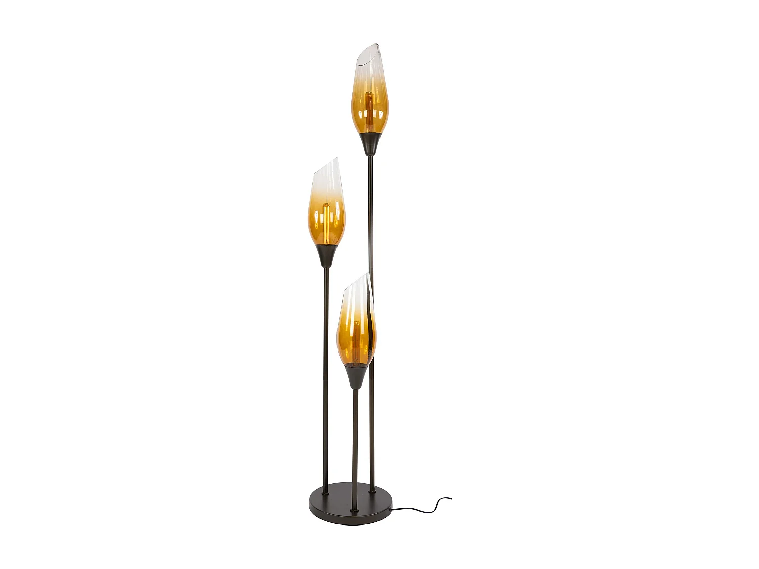 Lampadaire verre fumé métal 3 abat-jour NIAGARA