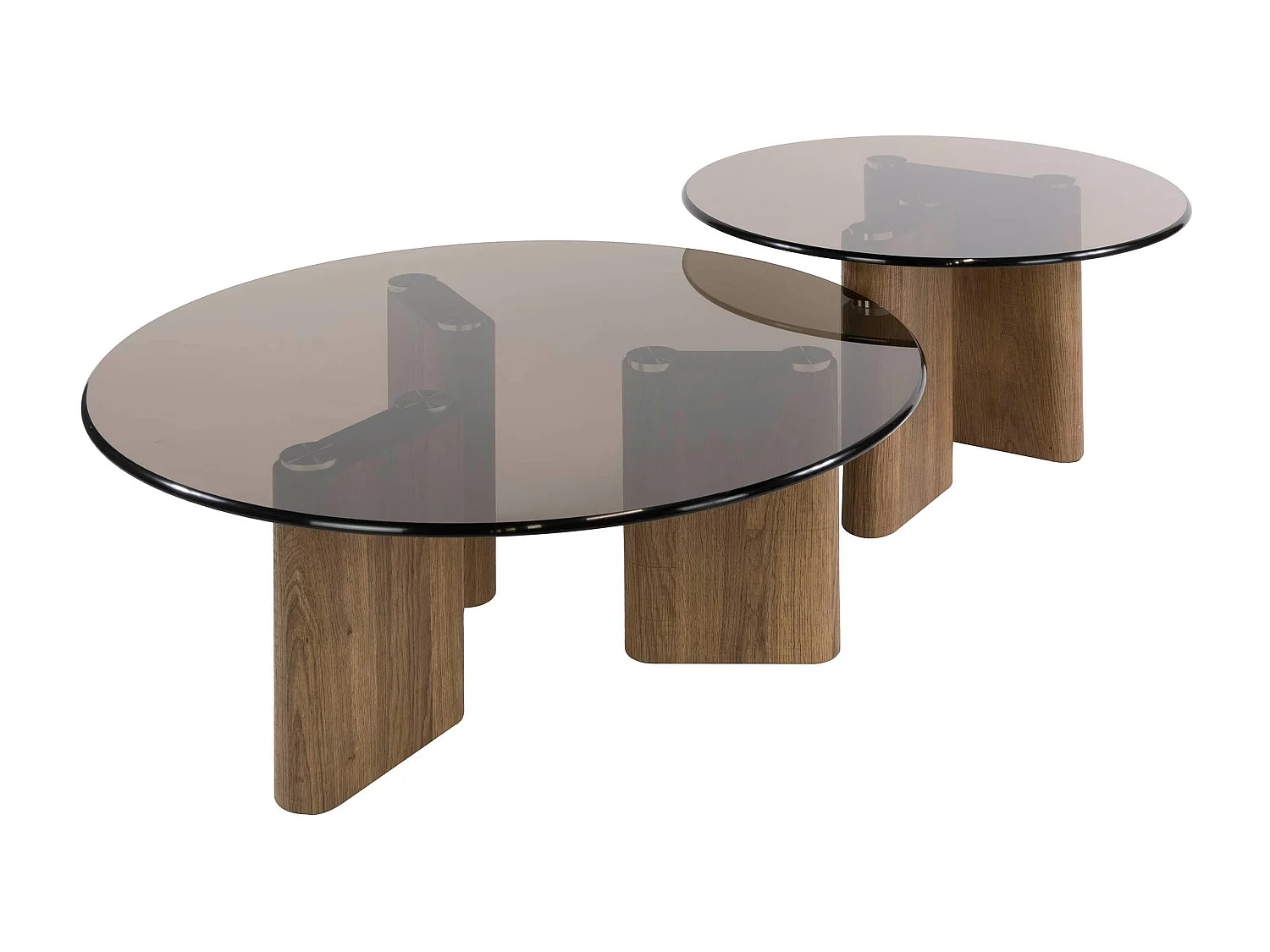 Table basse gigogne ronde en verre fumé (lot de 2) MILOS