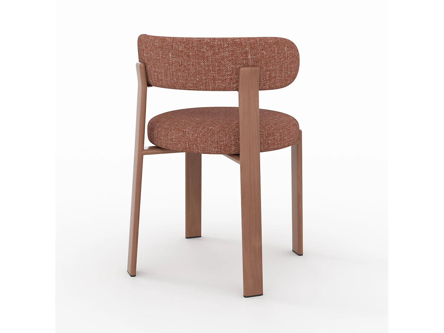 Lote de 2 sillas de tela texturizada marrón canela, patas de metal - Aura