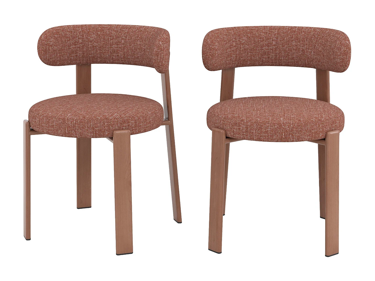 Lote de 2 sillas de tela texturizada marrón canela, patas de metal - Aura