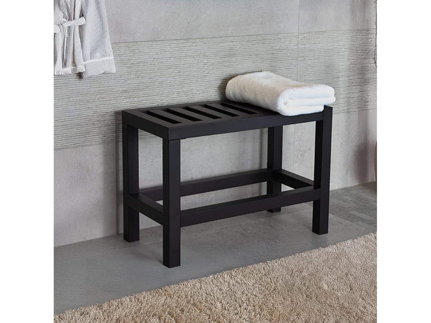 Banc salle de bain inox noir mat - Plazza