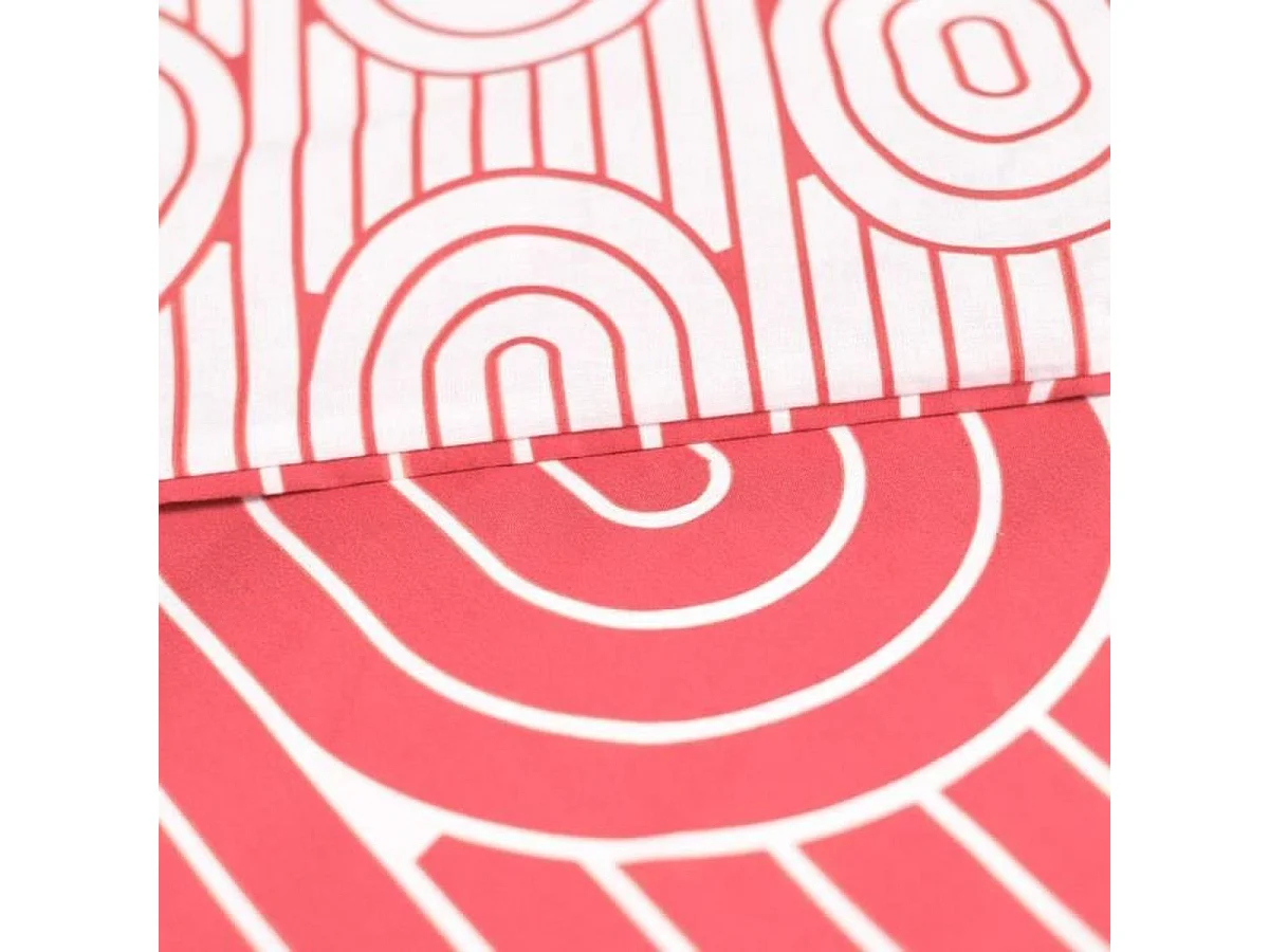 TODAY Sunshine - Housse de couette 220 x 240 cm réversible rouge corail avec 2 taies 63 x 63 cm