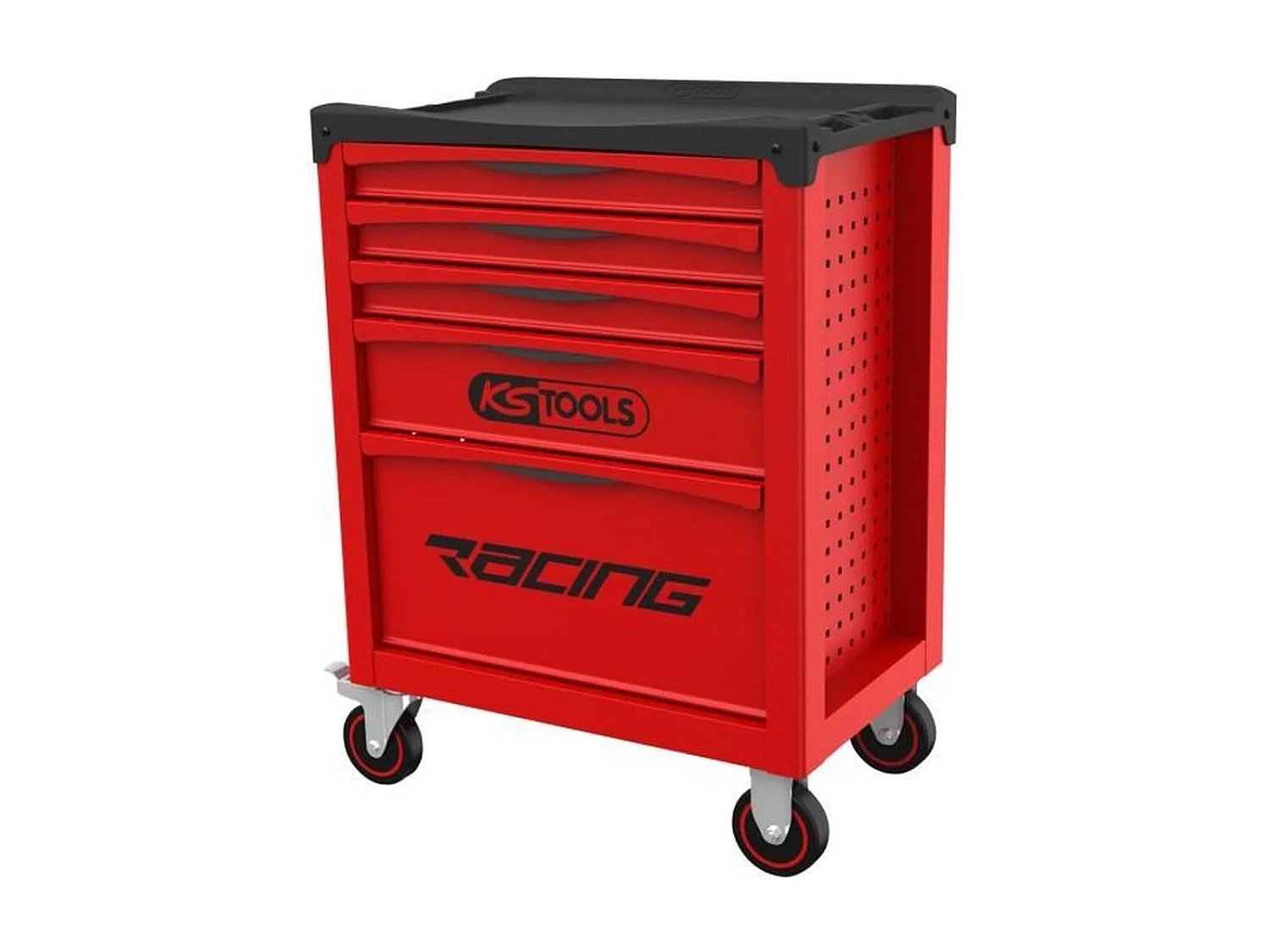 Servante d'atelier KS Tools RACING 5 tiroirs en acier rouge et noir