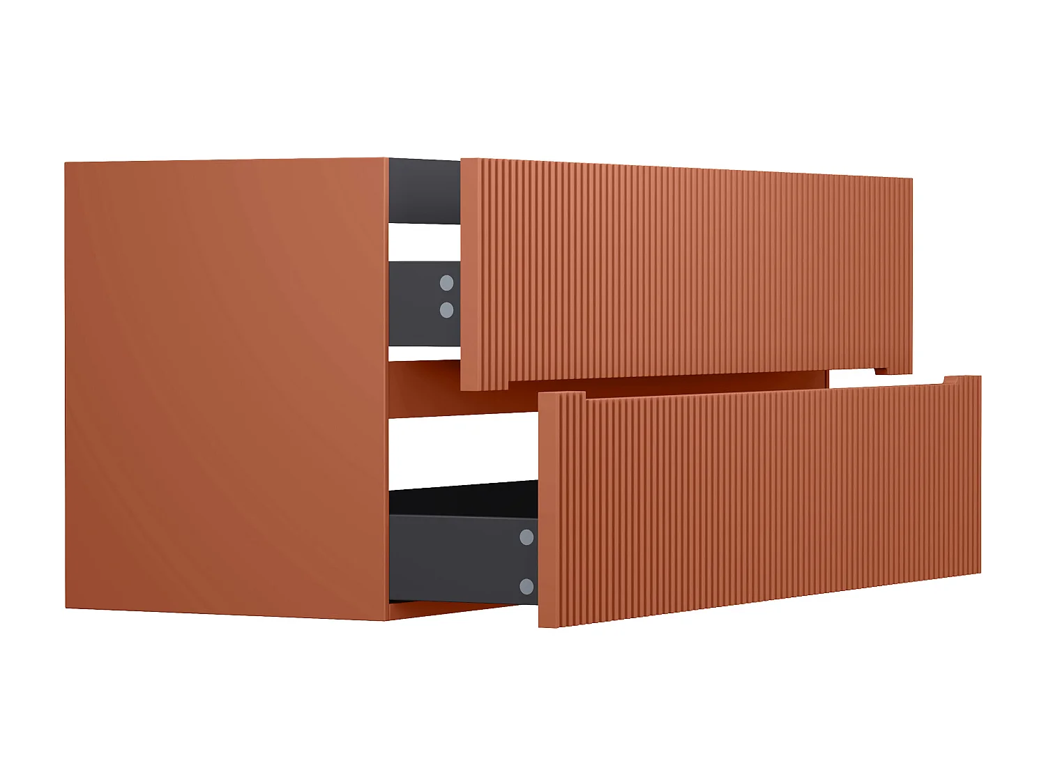 Meuble sous vasque suspendu strié terracotta - 120 cm - PAVANI