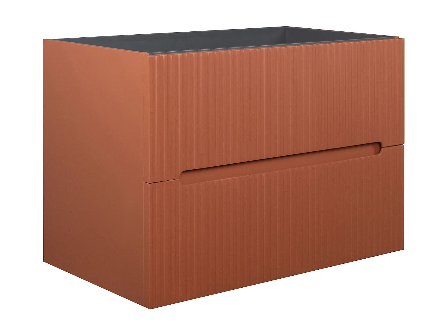 Hangend geribbeld badkamermeubel, terracotta - 80 cm - PAVANI