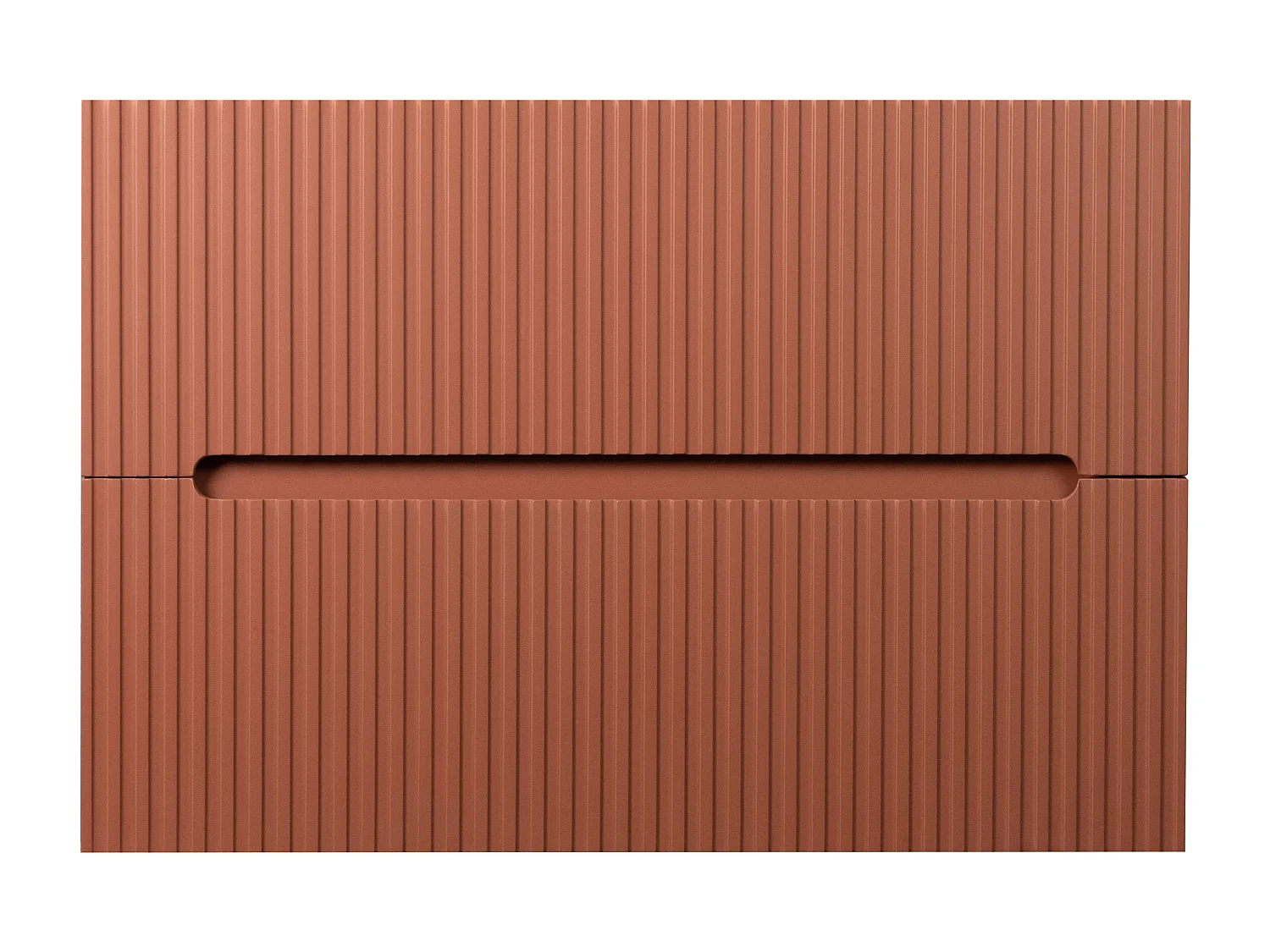 Hangend geribbeld badkamermeubel, terracotta - 80 cm - PAVANI