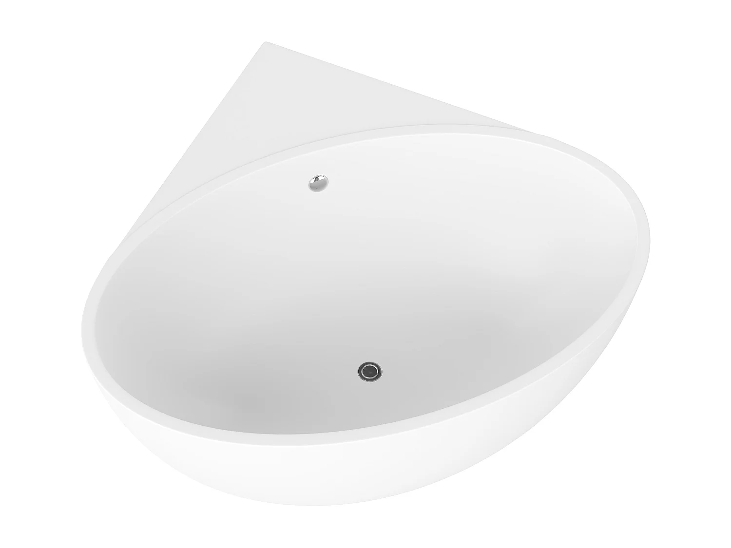 Baignoire d'angle - 127 x 127 x 58 cm - Acrylique - Blanc mat - 197 L - GOURAMI