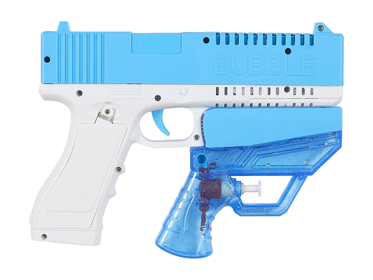 Pistolet X2 A Bulles Et A Eau 2 En 1 Gris, Bleu