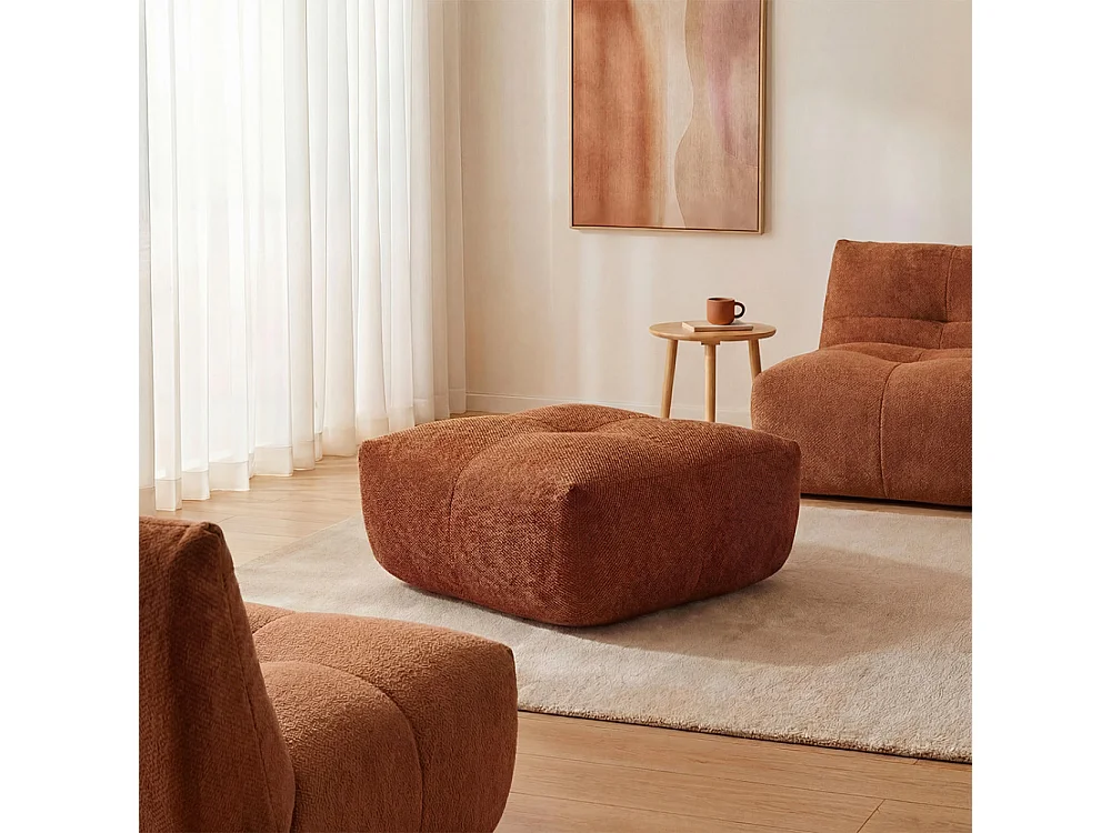 Alba - Pouf compressé en tissu - Rouille