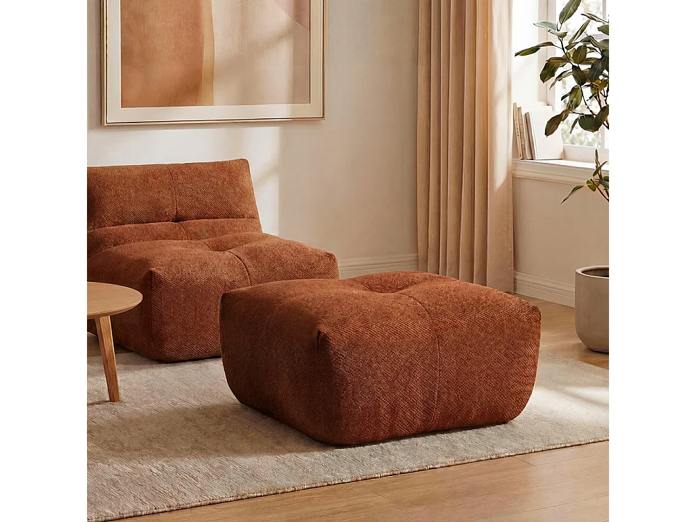 Alba - Pouf compressé en tissu - Rouille