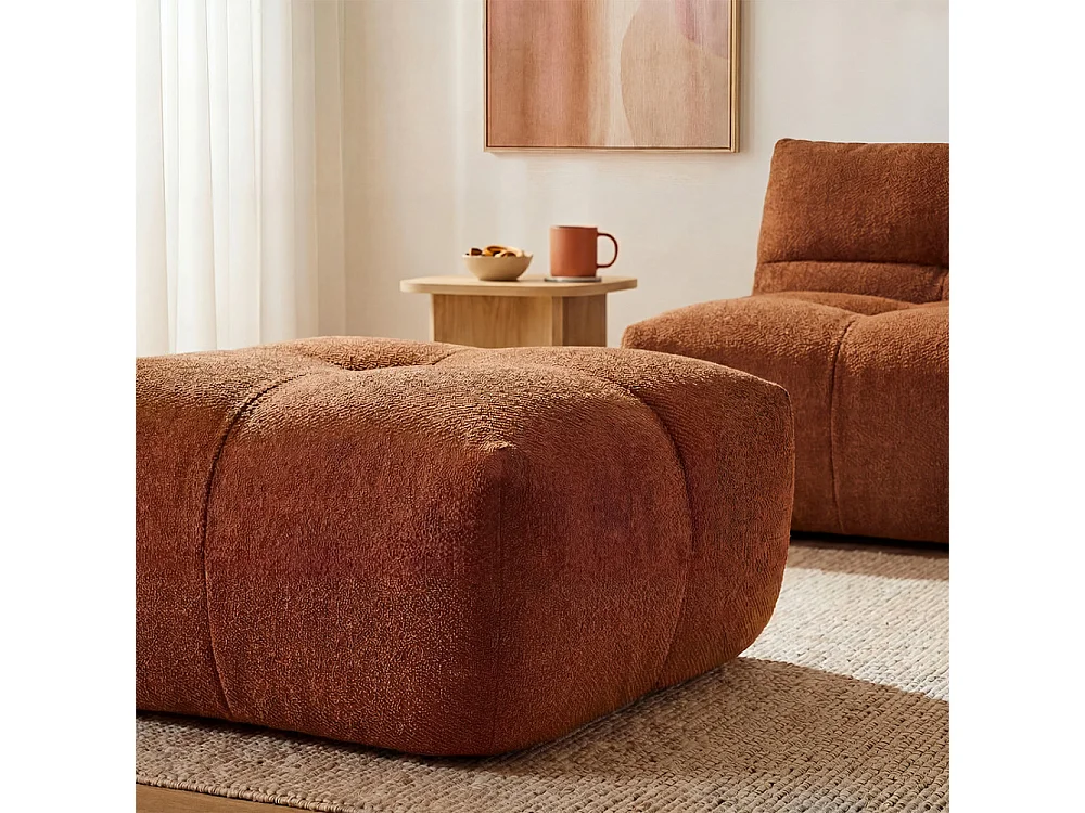 Alba - Pouf compressé en tissu - Rouille