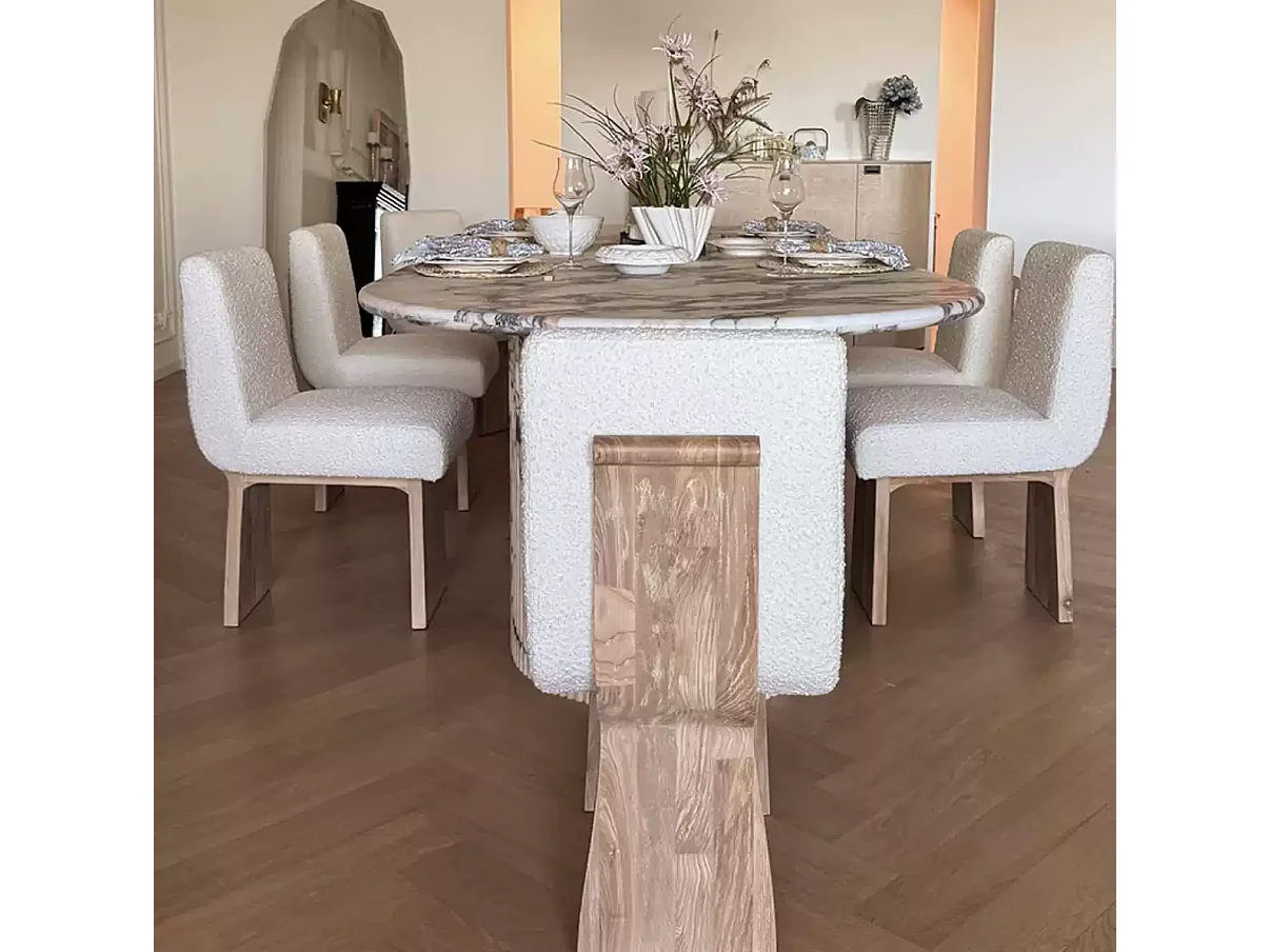 Lot de 2 chaises de salle à manger en bois massif style rétro, design jupe en bois sculpté, chaise élégante style français avec dossier