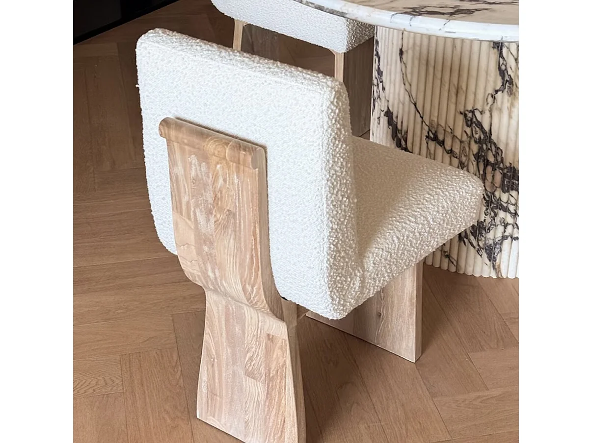 Lot de 2 chaises de salle à manger en bois massif style rétro, design jupe en bois sculpté, chaise élégante style français avec dossier