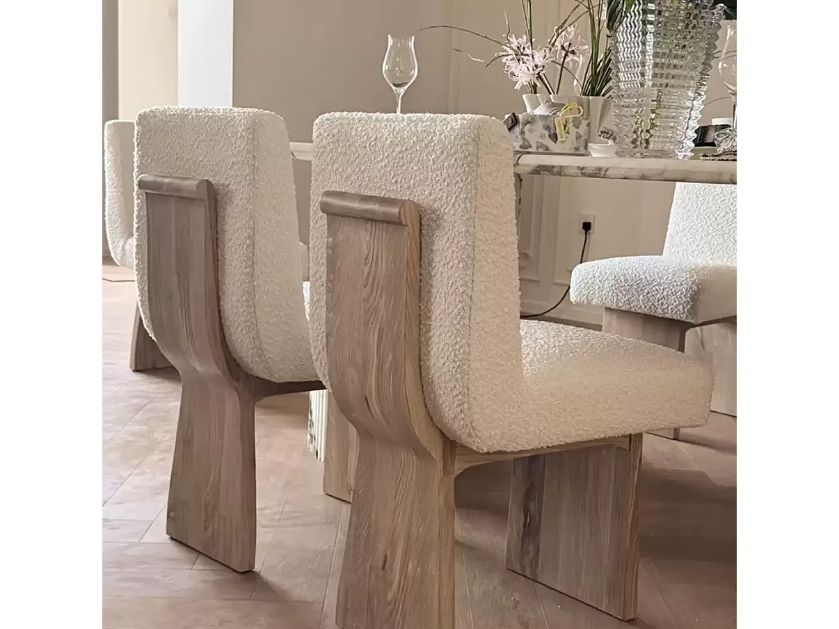 Lot de 2 chaises de salle à manger en bois massif style rétro, design jupe en bois sculpté, chaise élégante style français avec dossier