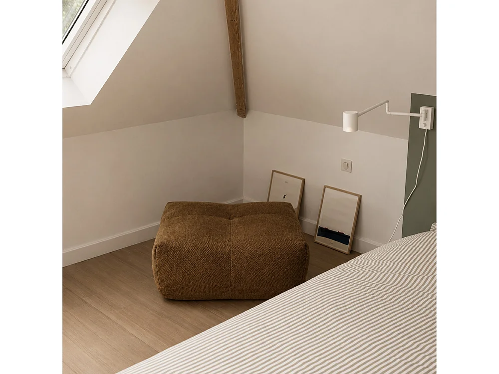 Alba - Pouf repose-pieds compressé en tissu - Bronze