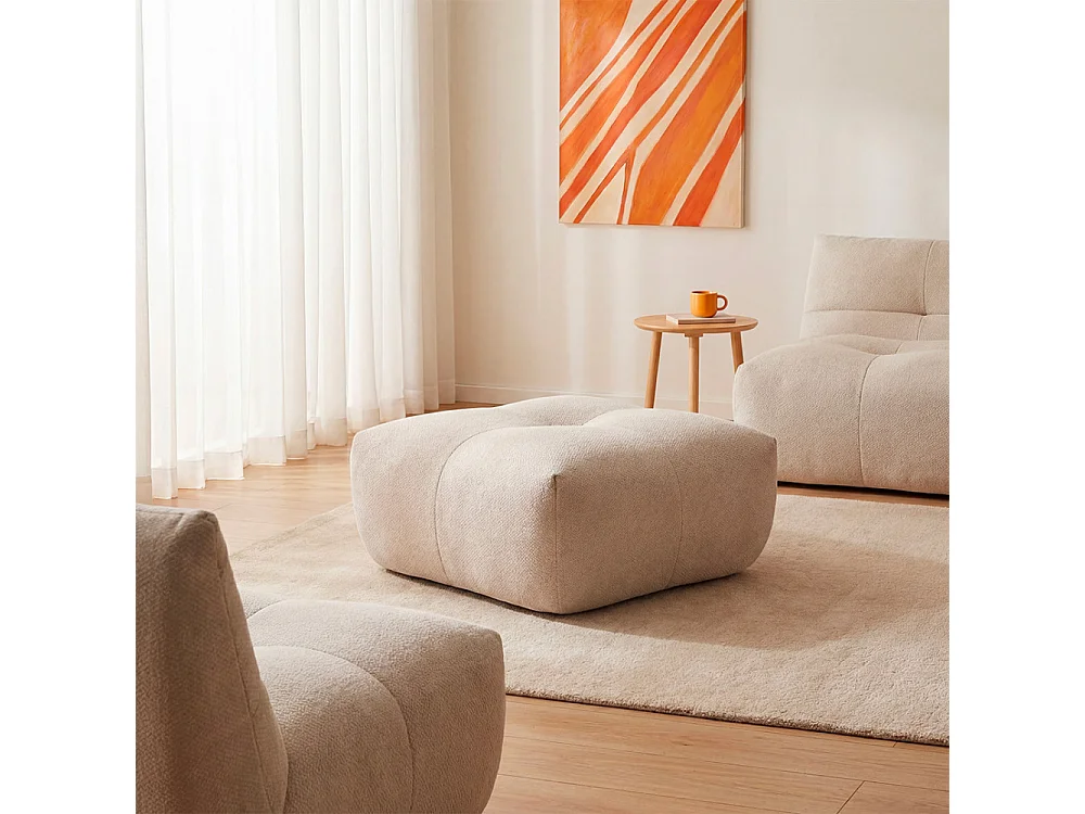 Alba - Pouf compressé en tissu - Beige