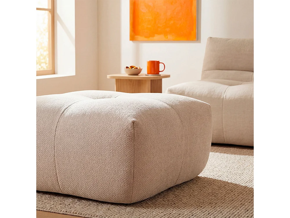 Alba - Pouf compressé en tissu - Beige