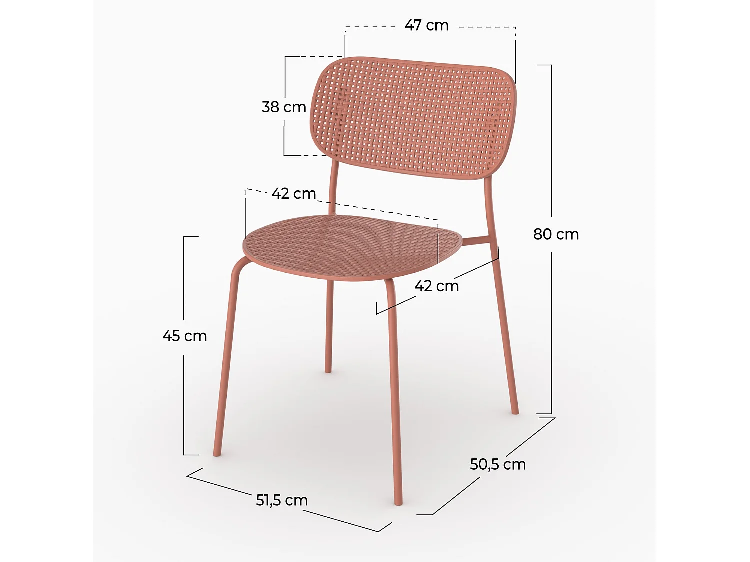 Set di 2 sedie da giardino impilabili in plastica terracotta - Géa