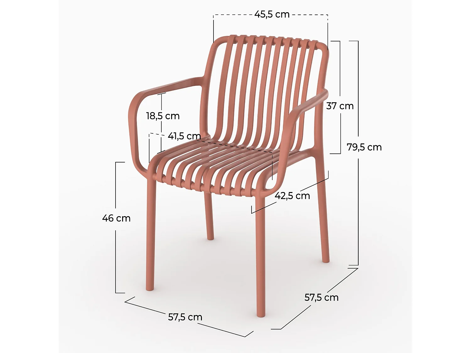 Set di 2 sedie da giardino impilabili in plastica terracotta - Ivy