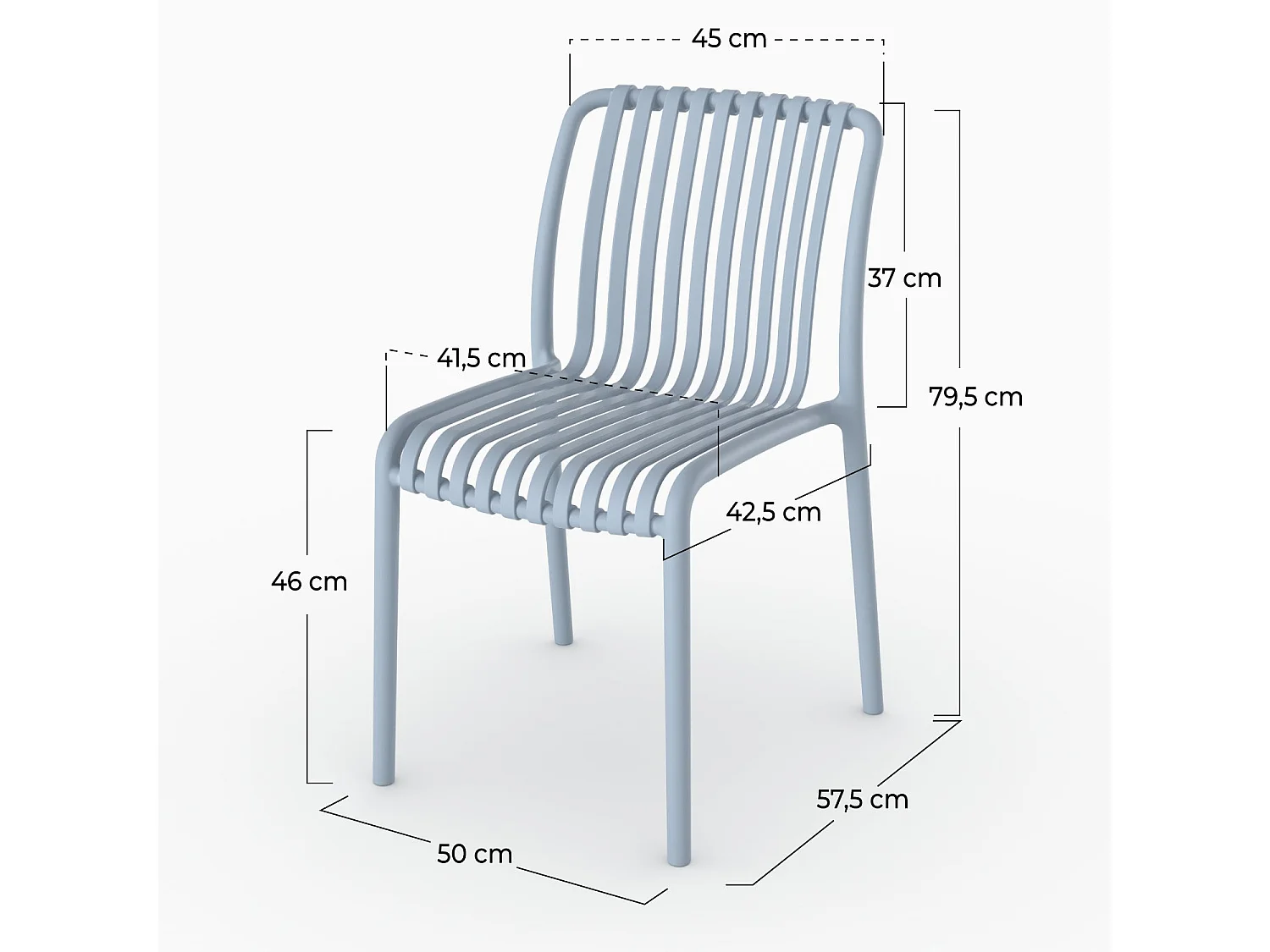 Set di 2 sedie da giardino impilabili in plastica blu pastello - Duli