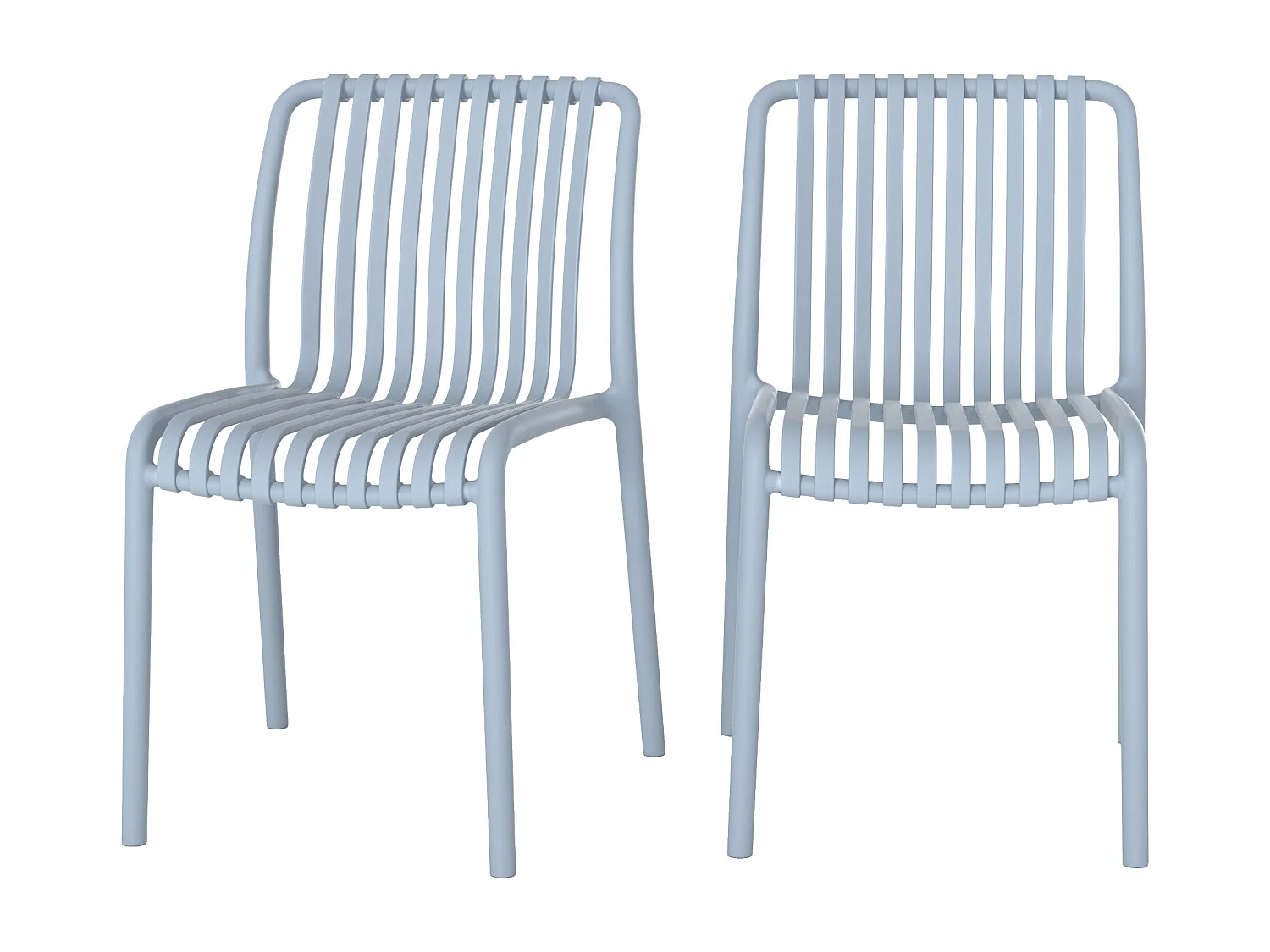 Set di 2 sedie da giardino impilabili in plastica blu pastello - Duli