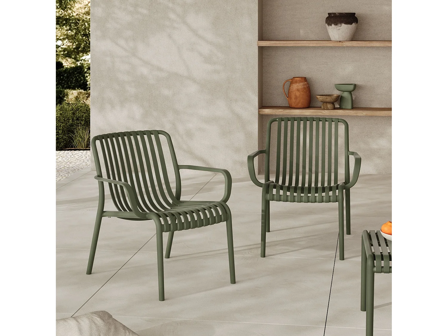 Giardino 4 posti in plastica verde kaki - Ivy