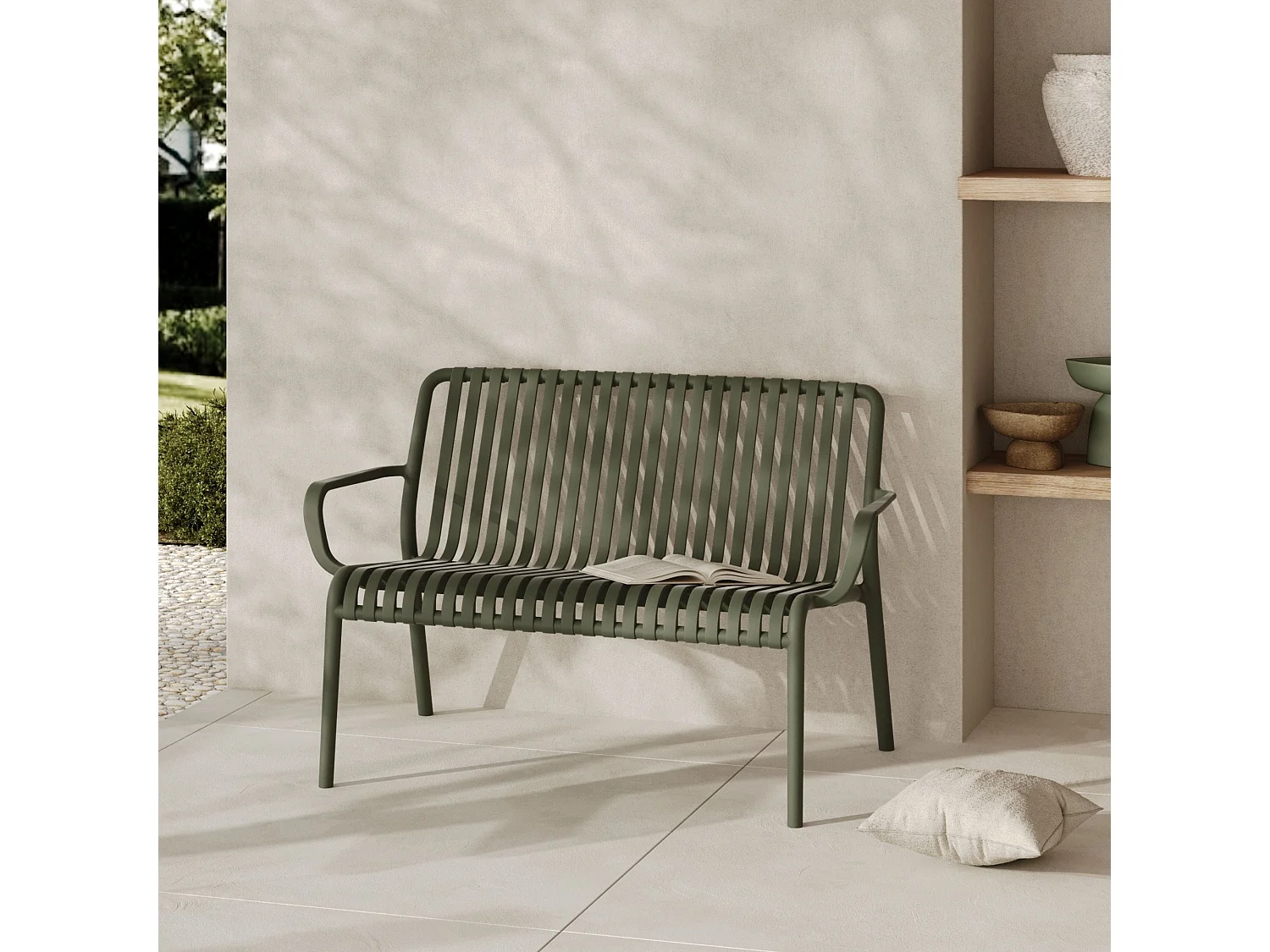 Giardino 4 posti in plastica verde kaki - Ivy