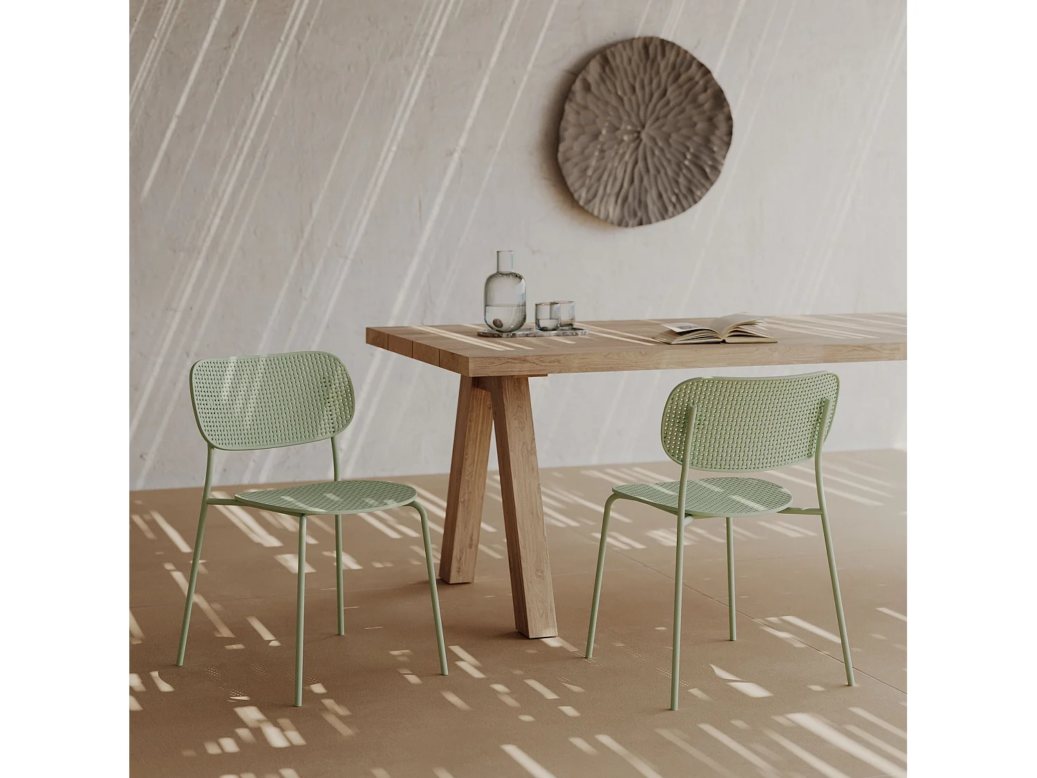 Set di 2 sedie da giardino impilabili Géa in plastica verde pastello - Géa