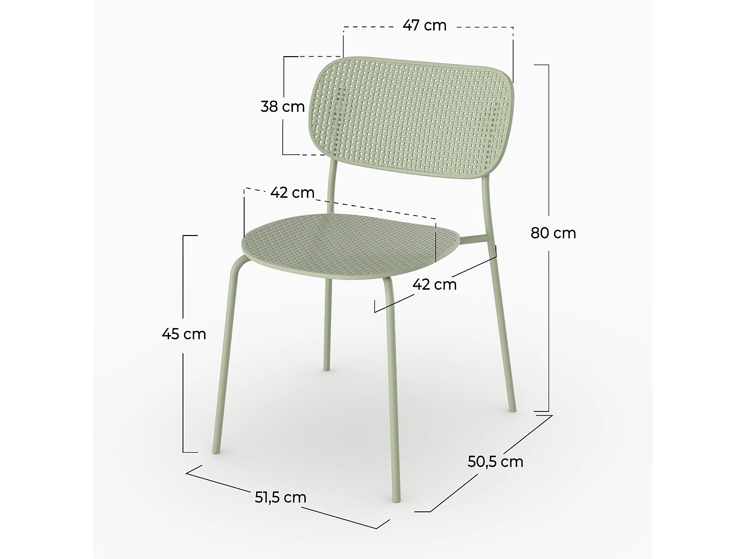 Set di 2 sedie da giardino impilabili Géa in plastica verde pastello - Géa