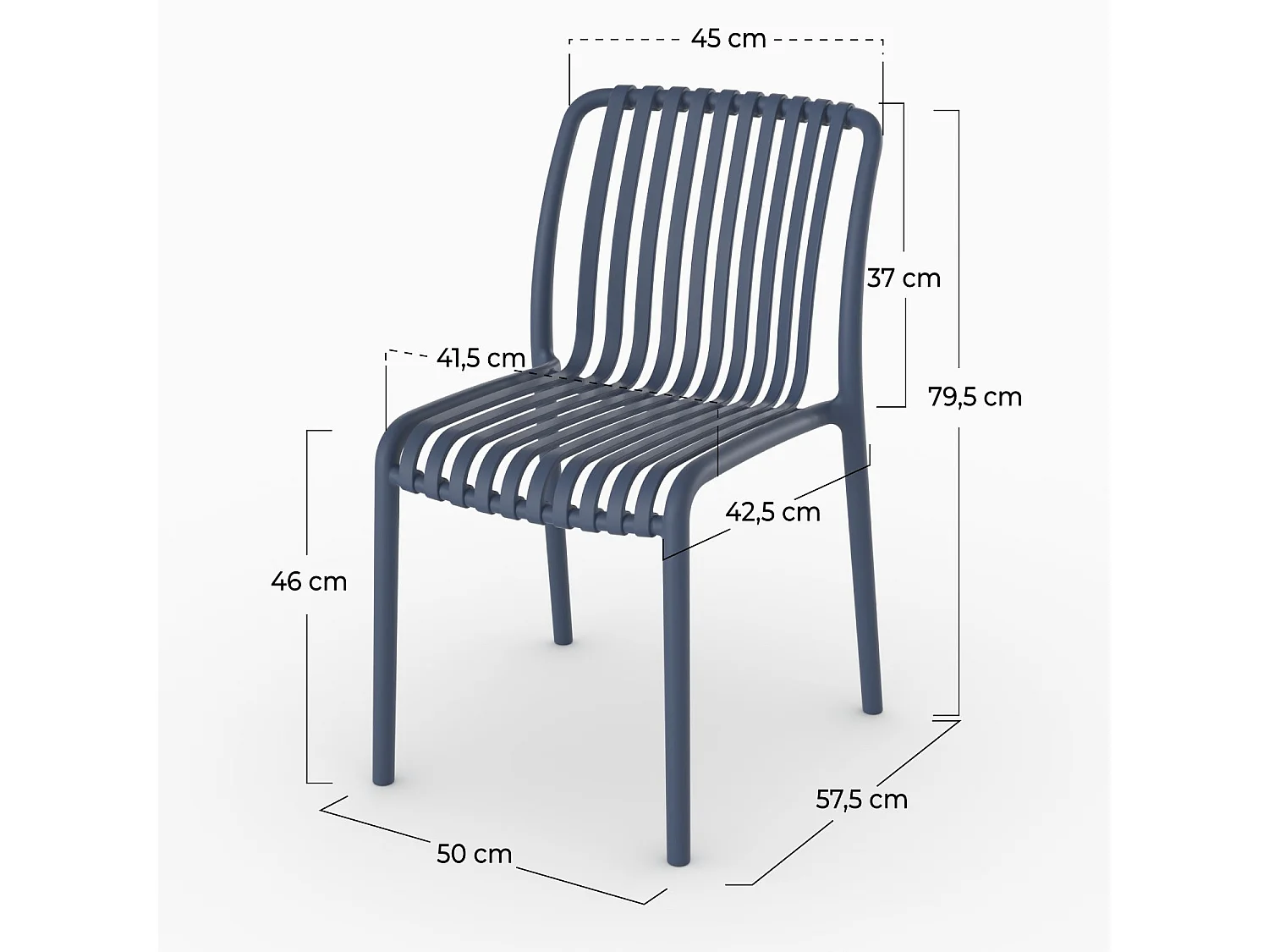 Set di 2 sedie da giardino impilabili in plastica blu navy - Duli