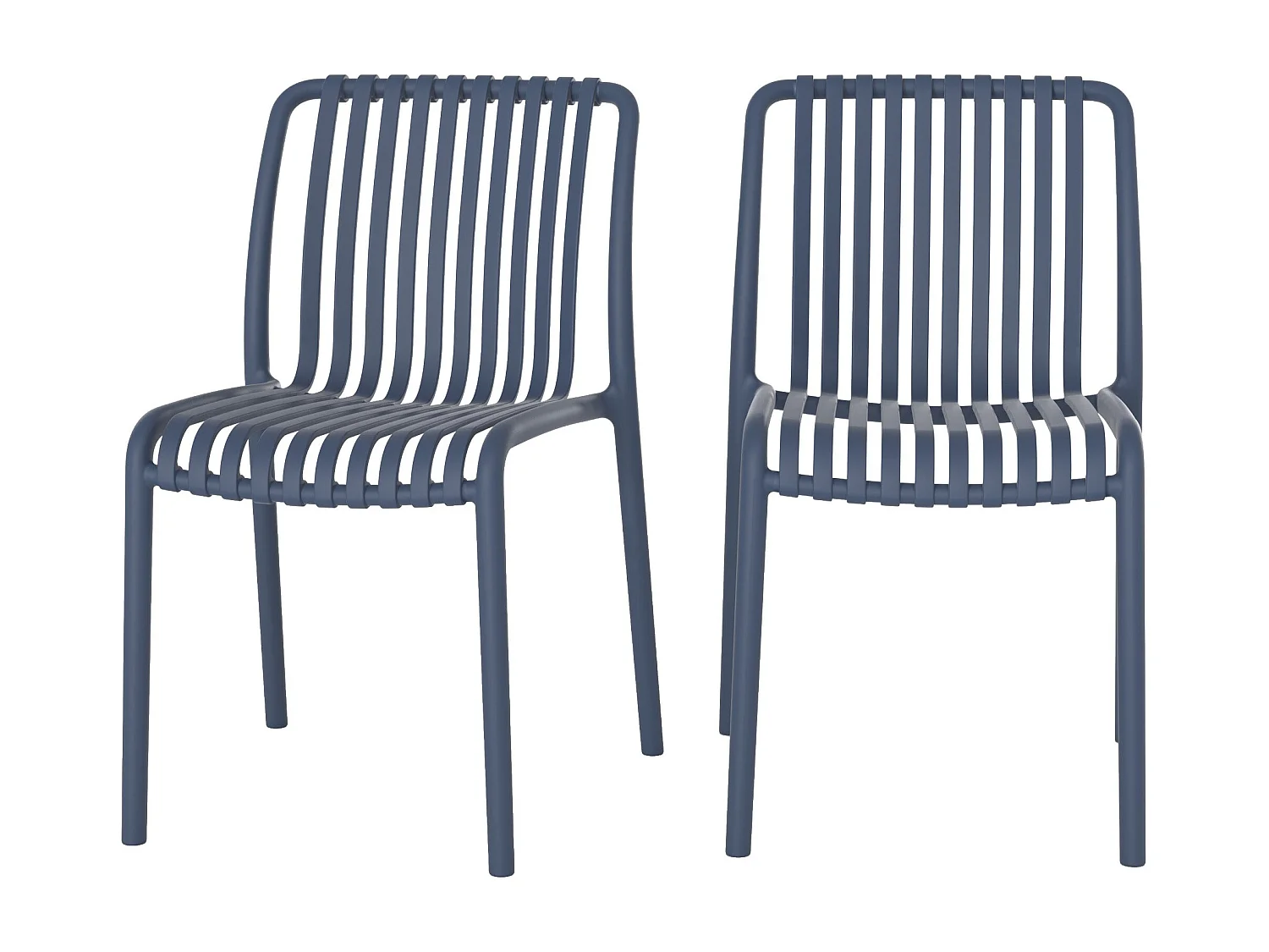 Set di 2 sedie da giardino impilabili in plastica blu navy - Duli