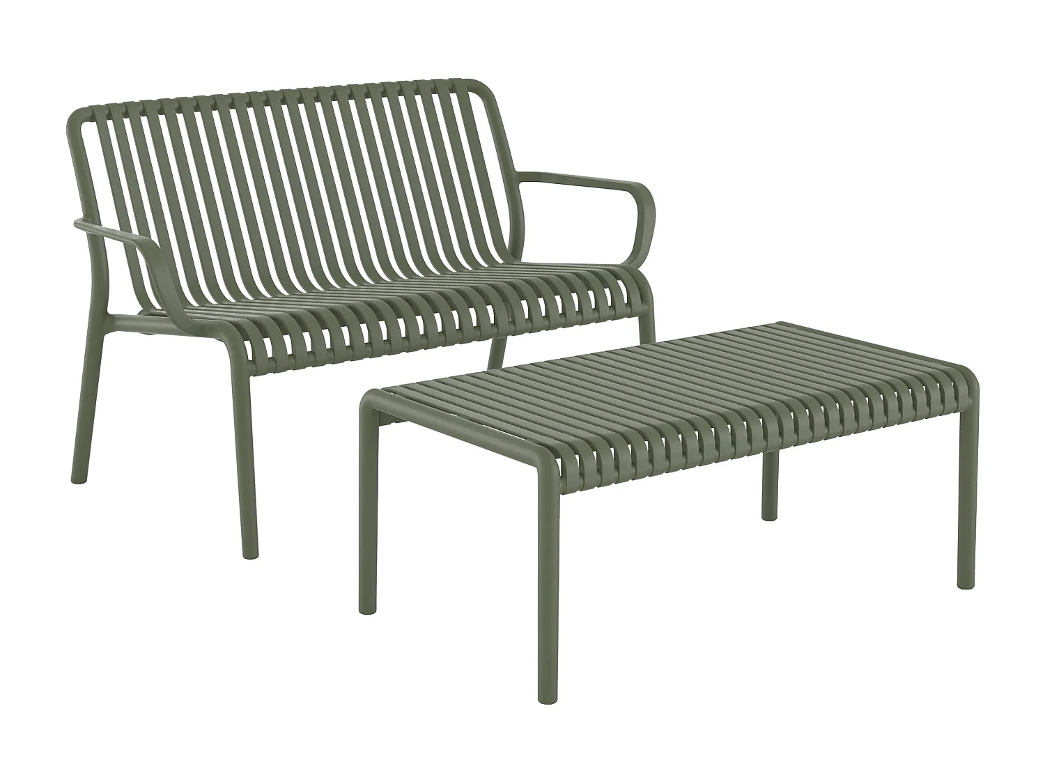 Set da giardino 2 posti in plastica verde kaki - Ivy