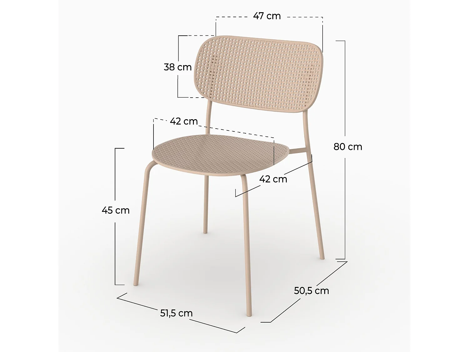 Set di 2 sedie da giardino impilabili in plastica beige - Géa