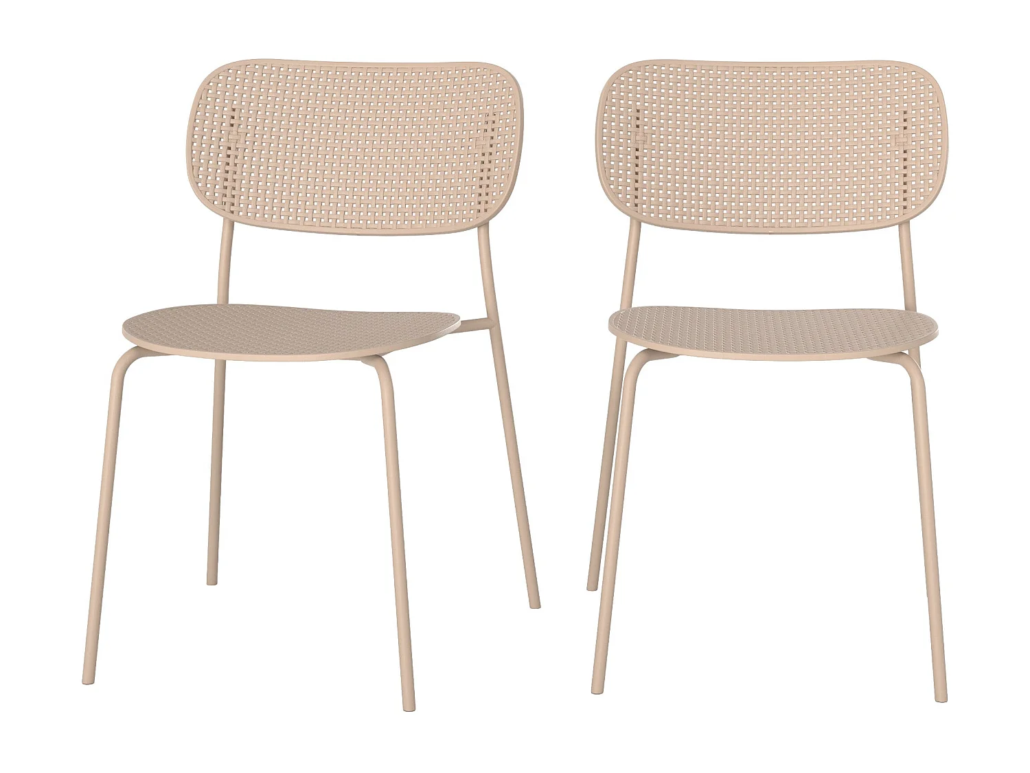 Set di 2 sedie da giardino impilabili in plastica beige - Géa