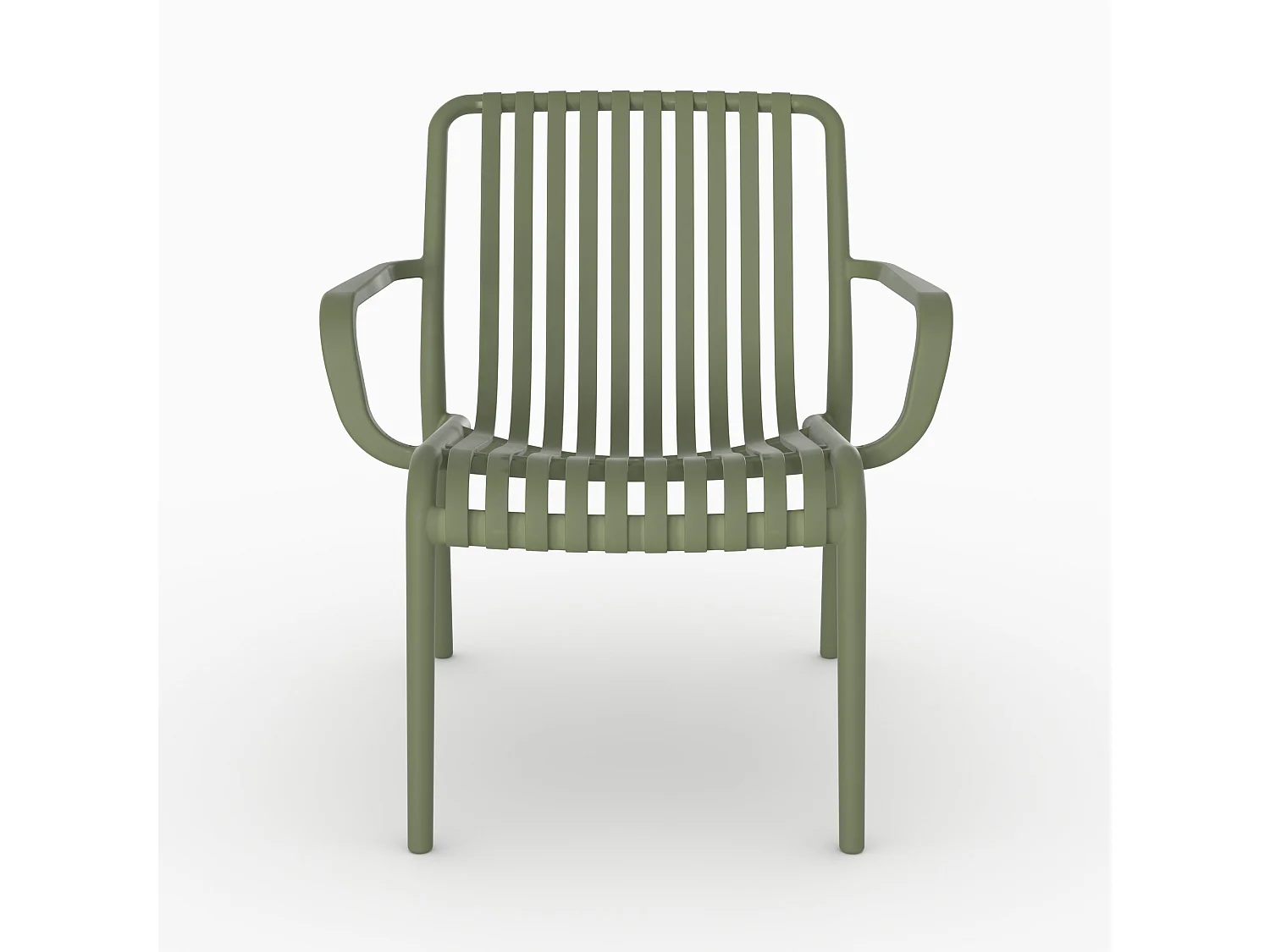 Set di 2 poltrone da giardino in plastica verde kaki con braccioli - Ivy