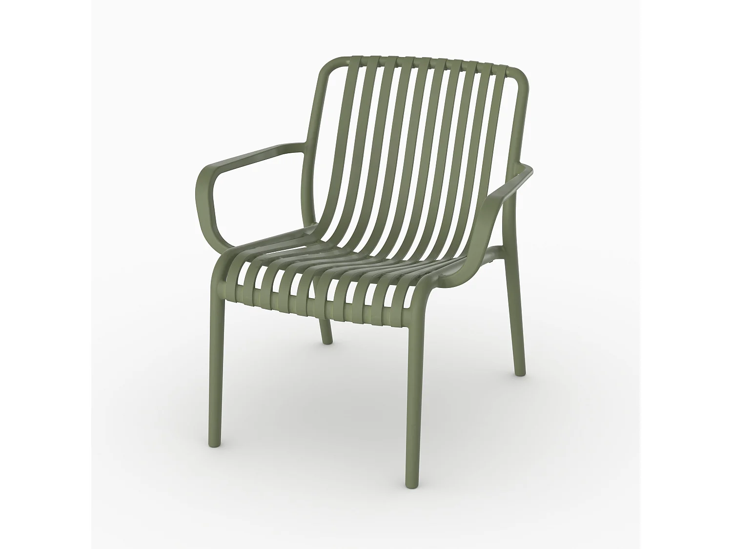 Set di 2 poltrone da giardino in plastica verde kaki con braccioli - Ivy
