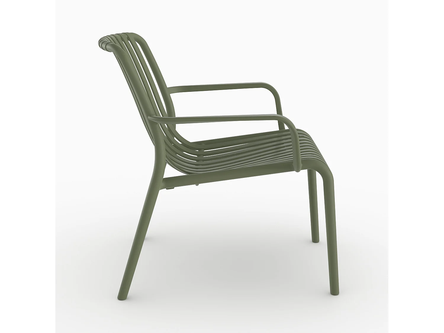 Set di 2 poltrone da giardino in plastica verde kaki con braccioli - Ivy