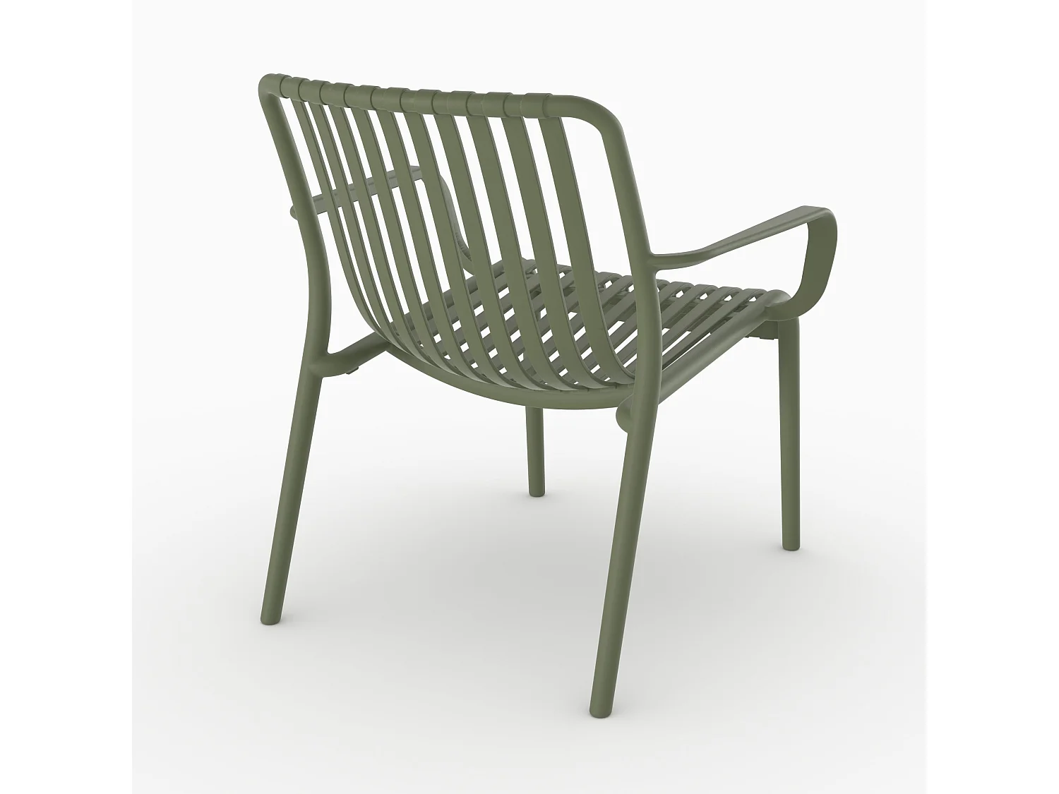 Set di 2 poltrone da giardino in plastica verde kaki con braccioli - Ivy