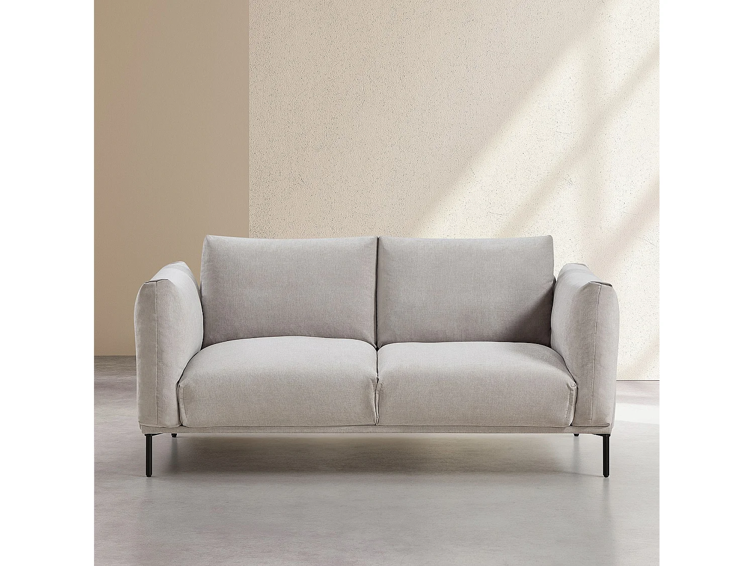 Canapé 2 places en tissu garni de plumes - Gris polaire