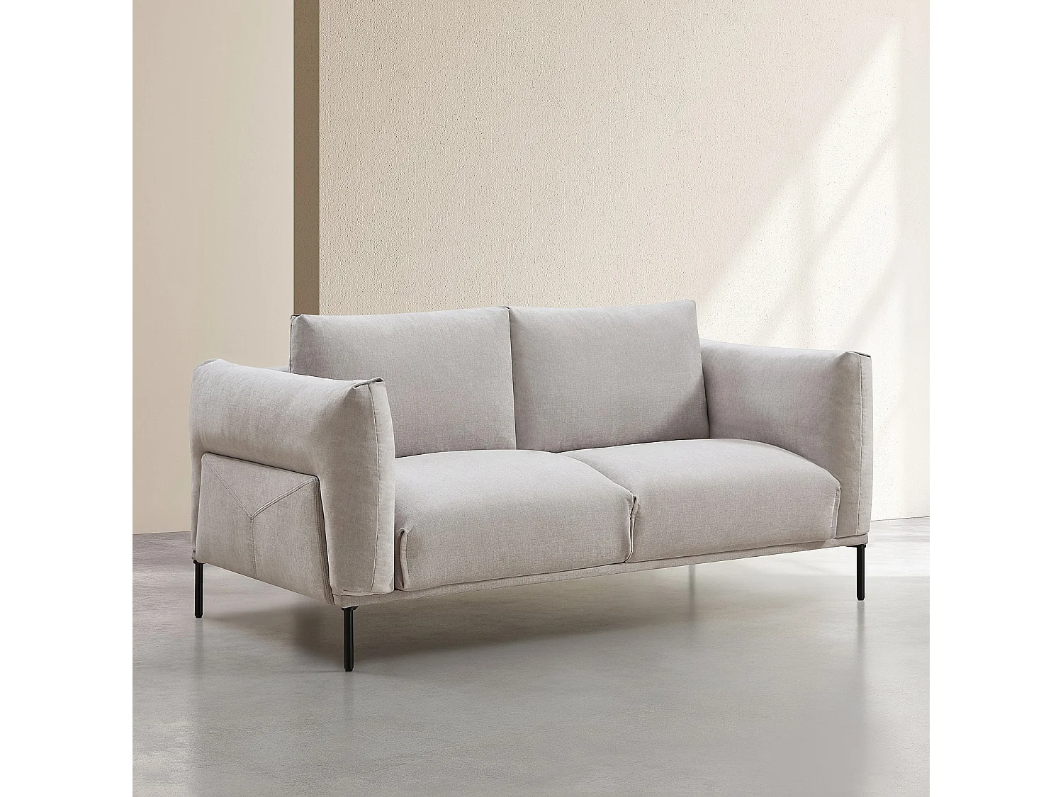 Canapé 2 places en tissu garni de plumes - Gris polaire