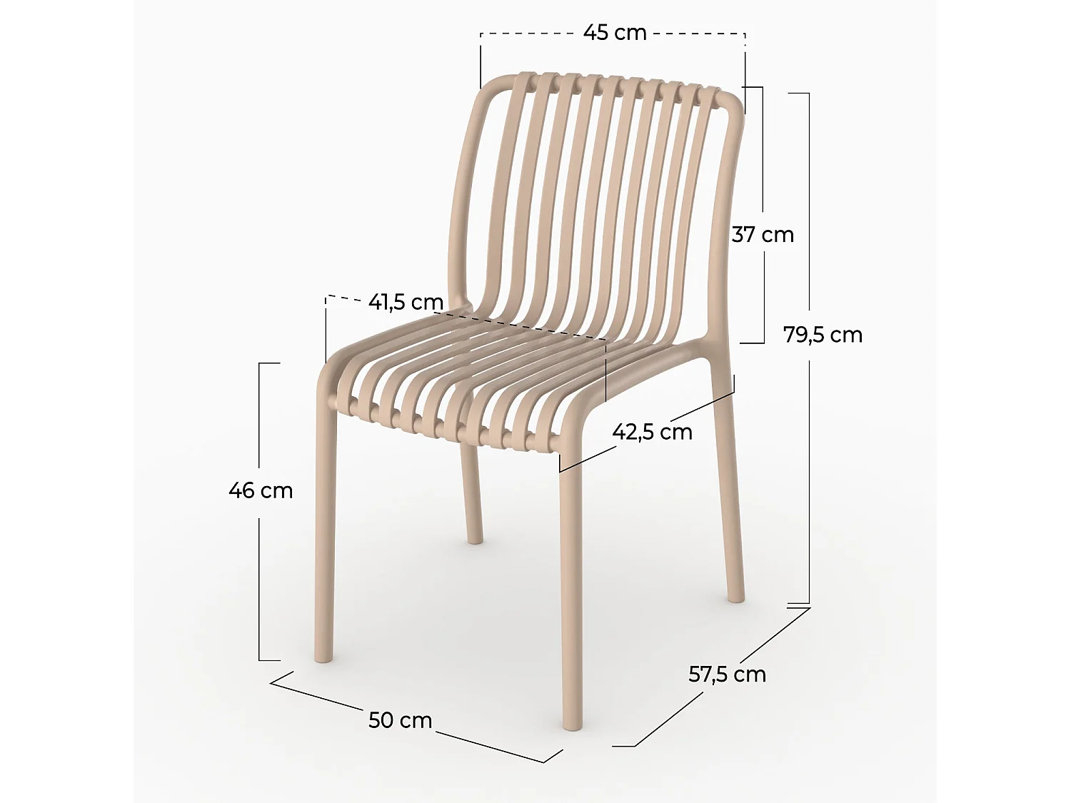 Set di 2 sedie da giardino impilabili in plastica beige - Duli