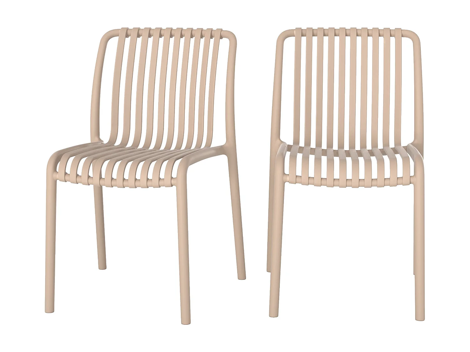 Set di 2 sedie da giardino impilabili in plastica beige - Duli